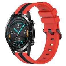 Per cinturino in silicone bicolore verticale Huawei GT2 46mm 22mm (rosso + nero)