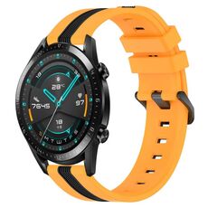 Per cinturino in silicone bicolore verticale Huawei GT2 46mm 22mm (giallo + nero)