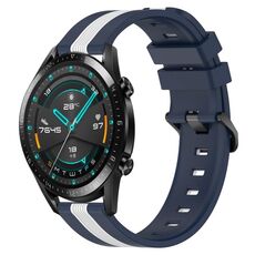 Per cinturino in silicone bicolore verticale Huawei GT2 46mm 22mm (blu + bianco)