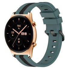 For Honor Watch GS 3 22mm Cinturino in silicone bicolore verticale (verde + nero)