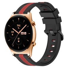 For Honor Watch GS 3 22mm Cinturino in silicone bicolore verticale (nero + rosso)