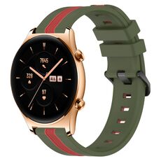 For Honor Watch GS 3 22mm Cinturino in silicone bicolore verticale (verde militare + rosso)