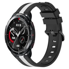 For Honor Watch GS Pro 22mm Cinturino in silicone bicolore verticale (nero + bianco)