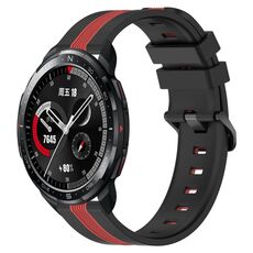 For Honor Watch GS Pro 22mm Cinturino in silicone bicolore verticale (nero + rosso)