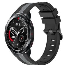 For Honor Watch GS Pro 22mm Cinturino in silicone bicolore verticale (nero + grigio)