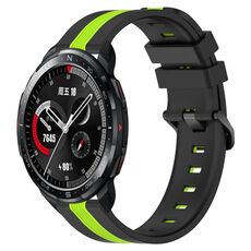 For Honor Watch GS Pro 22mm Cinturino in silicone bicolore verticale (nero + verde lime)