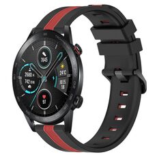 Per Honor Magic Watch 2 46mm 22mm Cinturino in silicone bicolore verticale (nero + rosso)