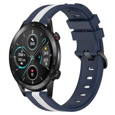 Per Honor Magic Watch 2 46mm 22mm Cinturino in silicone bicolore verticale (blu + bianco)
