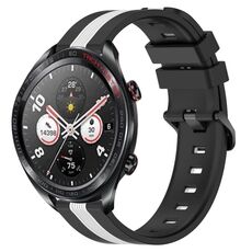 For Honor Watch Dream 22mm Cinturino in silicone bicolore verticale (nero + bianco)