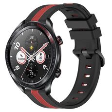 For Honor Watch Dream 22mm Cinturino in silicone bicolore verticale (nero + rosso)