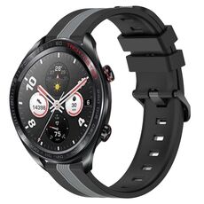 For Honor Watch Dream 22mm Cinturino in silicone bicolore verticale (nero + grigio)
