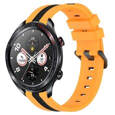 For Honor Watch Dream 22mm Cinturino in silicone bicolore verticale (giallo + nero)