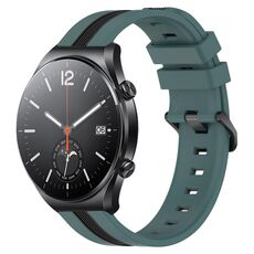 Per Xiaomi MI Watch S1 Cinturino in silicone bicolore verticale da 22 mm (verde + nero)