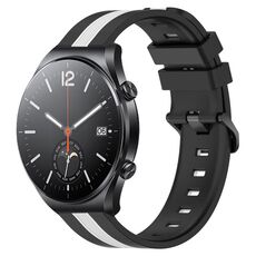 Per Xiaomi MI Watch S1 Cinturino in silicone bicolore verticale da 22 mm (nero + bianco)