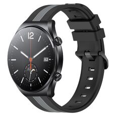 Per Xiaomi MI Watch S1 Cinturino in silicone bicolore verticale da 22 mm (nero + grigio)