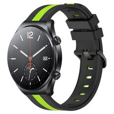 Per Xiaomi MI Watch S1 Cinturino in silicone bicolore verticale da 22 mm (nero + verde lime)