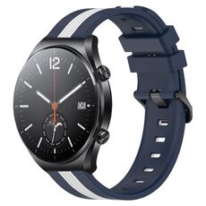 Per Xiaomi MI Watch S1 Cinturino in silicone bicolore verticale da 22 mm (blu + bianco)