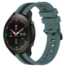 Per Xiaomi MI Watch S1 Pro 22mm Cinturino in silicone bicolore verticale (verde + nero)