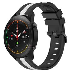 Per Xiaomi MI Watch S1 Pro Cinturino in silicone bicolore verticale da 22 mm (nero + bianco)
