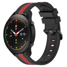 Per Xiaomi MI Watch S1 Pro Cinturino in silicone bicolore verticale da 22 mm (nero + rosso)