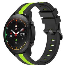 Per Xiaomi MI Watch S1 Pro Cinturino in silicone bicolore verticale da 22 mm (nero + verde lime)