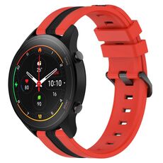 Per Xiaomi MI Watch S1 Pro 22mm Cinturino in silicone bicolore verticale (rosso + nero)