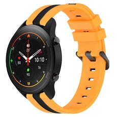 Per Xiaomi MI Watch S1 Pro Cinturino in silicone bicolore verticale da 22 mm (giallo + nero)