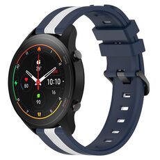 Per Xiaomi MI Watch S1 Pro Cinturino in silicone bicolore verticale da 22 mm (blu + bianco)