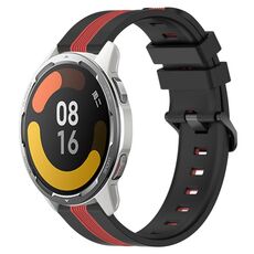 Per Xiaomi MI Watch Color 2 22mm Cinturino in silicone bicolore verticale (nero + rosso)