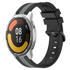 Per Xiaomi MI Watch Color 2 22mm Cinturino in silicone bicolore verticale (nero + grigio)