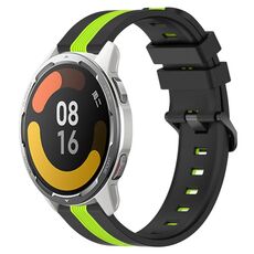 Per Xiaomi MI Watch Color 2 22mm Cinturino in silicone bicolore verticale (nero + verde lime)