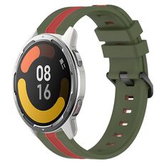 Per Xiaomi MI Watch Color 2 22mm Cinturino in silicone bicolore verticale (verde militare + rosso)