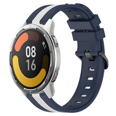 Per Xiaomi MI Watch Color 2 22mm Cinturino in silicone bicolore verticale (blu + bianco)