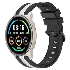 Per Xiaomi MI Watch Sport Cinturino in silicone bicolore verticale da 22 mm (nero + bianco)