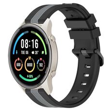 Per Xiaomi MI Watch Sport Cinturino in silicone bicolore verticale da 22 mm (nero + grigio)