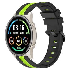 Per Xiaomi MI Watch Sport Cinturino in silicone bicolore verticale da 22 mm (nero + verde lime)