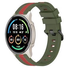 Per Xiaomi MI Watch Sport Cinturino in silicone bicolore verticale da 22 mm (verde militare + rosso)