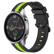 Per Xiaomi MI Watch Color 22mm Cinturino in silicone bicolore verticale (nero + verde lime)