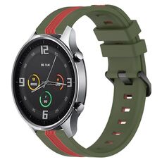 Per Xiaomi MI Watch Color 22mm Cinturino in silicone bicolore verticale (verde militare + rosso)