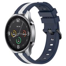 Per Xiaomi MI Watch Color 22mm Cinturino in silicone bicolore verticale (blu + bianco)