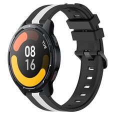 Per Xiaomi MI Watch S1 Active 22mm Cinturino in silicone bicolore verticale (nero + bianco)