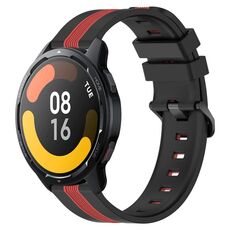 Per Xiaomi MI Watch S1 Active 22mm Cinturino in silicone bicolore verticale (nero + rosso)