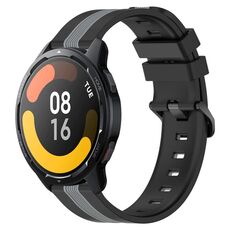 Per Xiaomi MI Watch S1 Active 22mm Cinturino in silicone bicolore verticale (nero + grigio)