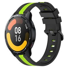 Per Xiaomi MI Watch S1 Active 22mm Cinturino in silicone bicolore verticale (nero + verde lime)
