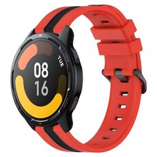 Per Xiaomi MI Watch S1 Active 22mm Cinturino in silicone bicolore verticale (rosso + nero)
