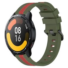 Per Xiaomi MI Watch S1 Active 22mm Cinturino in silicone bicolore verticale (verde militare + rosso)