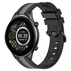 Per Xiaomi Haylou RT2 LS10 Cinturino in silicone bicolore verticale da 22 mm (nero + grigio)