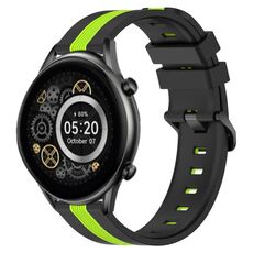 Per Xiaomi Haylou RT2 LS10 Cinturino in silicone bicolore verticale da 22 mm (nero + verde lime)