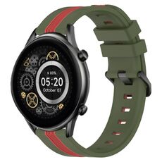 Per Xiaomi Haylou RT2 LS10 Cinturino in silicone bicolore verticale da 22 mm (verde militare + rosso)