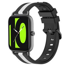 Per Xiaomi Haylou RS4 LS12 Cinturino in silicone bicolore verticale da 22 mm (nero + bianco)